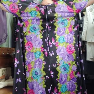 CW classics ❇ maxi floral zip front house robe L